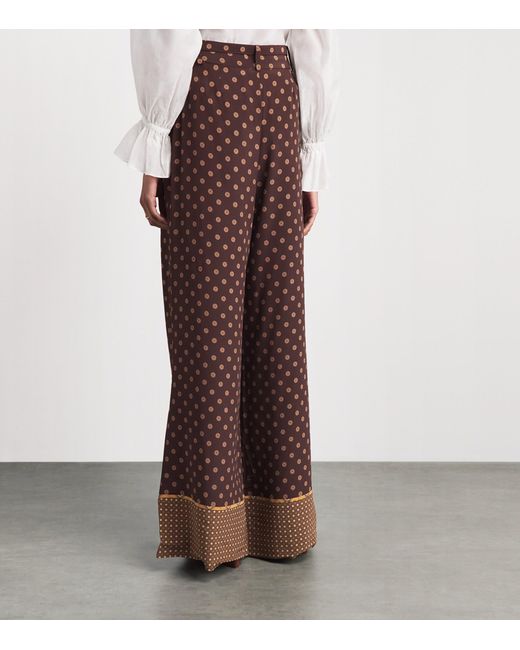 Zimmermann Brown Printed Wide-Leg Trousers