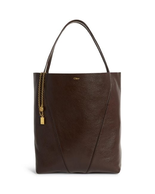 Chloé Brown Large Calfskin Spin Tote Bag
