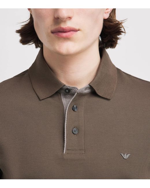 Emporio Armani Brown Cotton Logo Polo Shirt for men