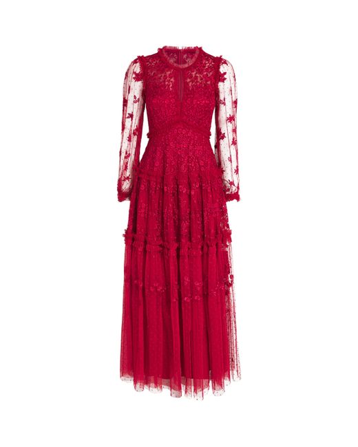Needle & Thread Red Autumn Lace Gown