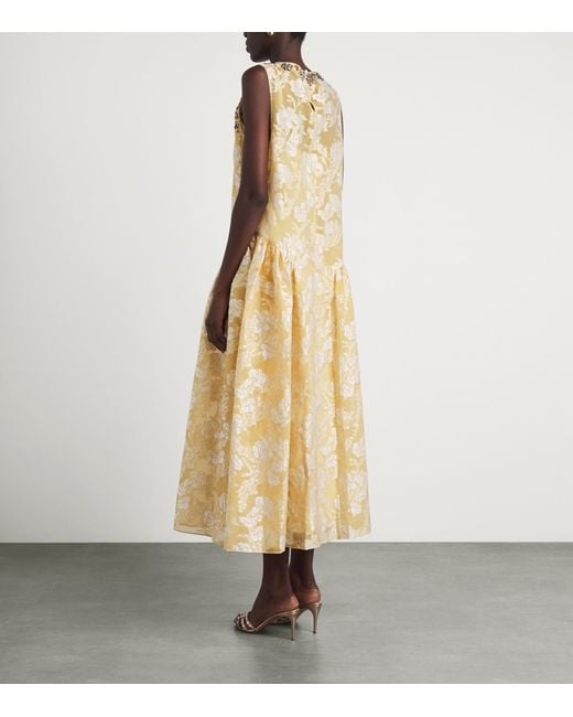 Cinq À Sept Metallic Organza Jacquard Florence Midi Dress
