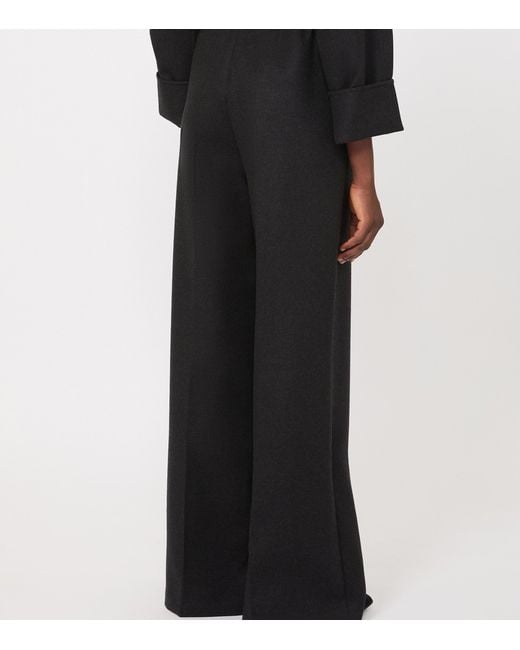 Max Mara Black Stretch-Virgin Wool Drawstring Trousers