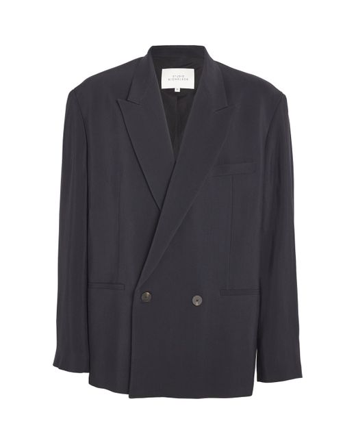 Studio Nicholson Blue Oversized Daburu Blazer for men