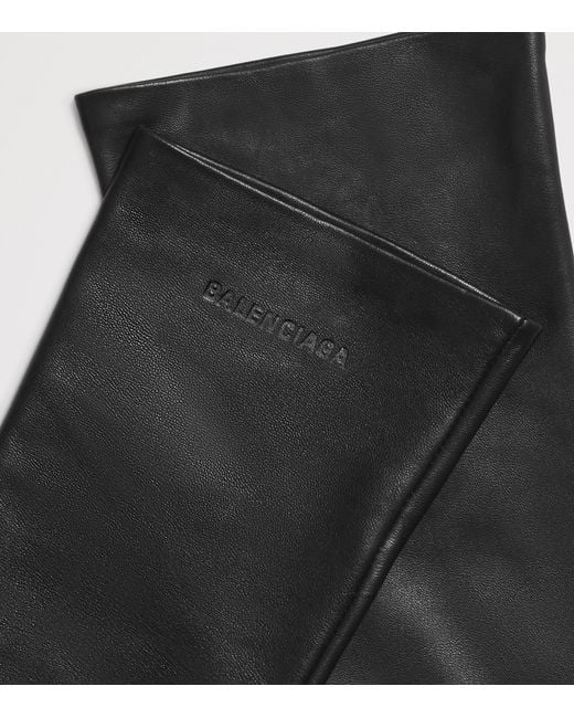 Balenciaga Black Leather Long Gloves