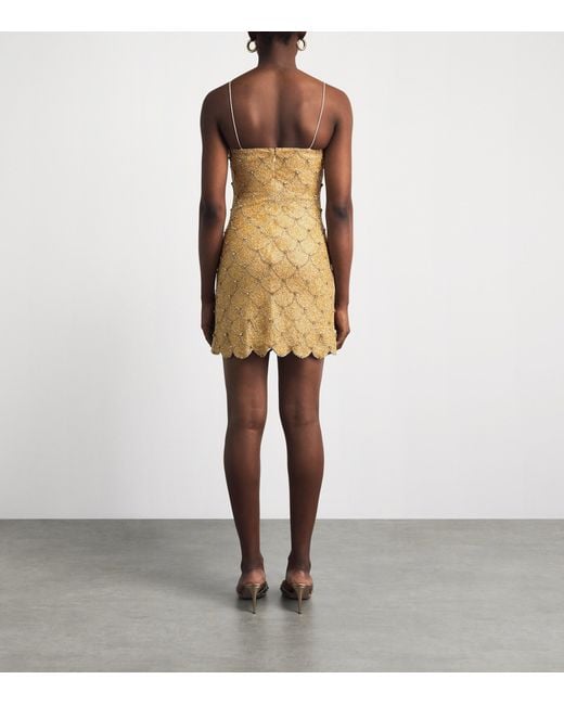 Alice + Olivia Natural Embellished Nina Mini Dress