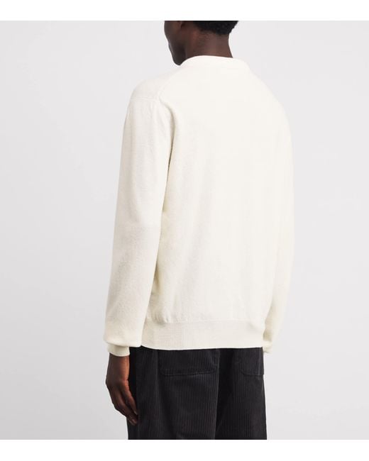 Jil Sander White Wool V-Neck Sweater for men