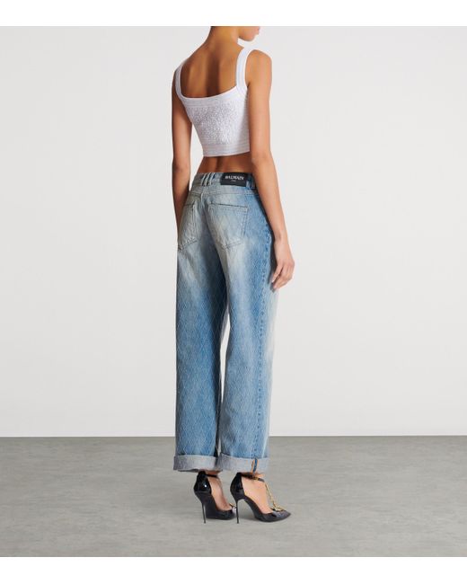 Balmain White Tweed Crop Top