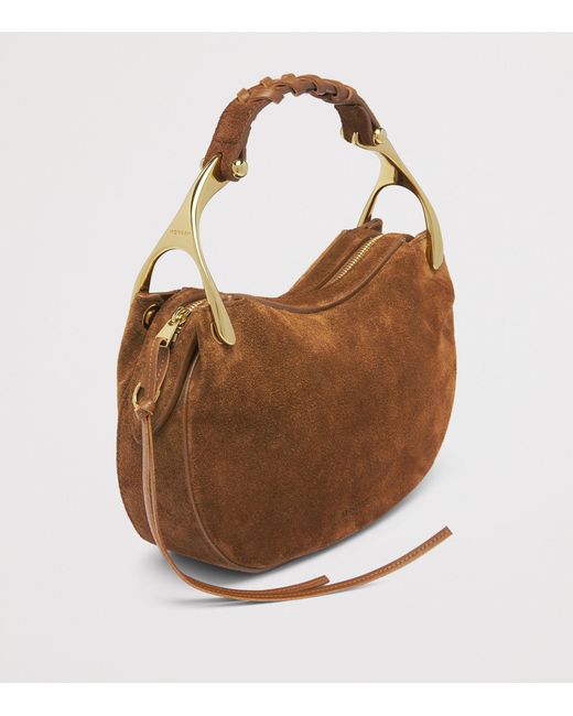 McQueen Brown Mini Suede Wishbone Top-Handle Bag