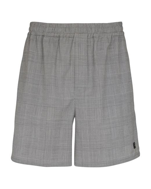 Balmain Gray Virgin Wool Check Shorts for men
