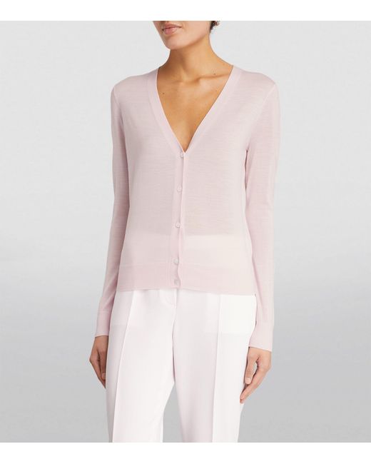 Theory Pink Wool-blend V-neck Cardigan