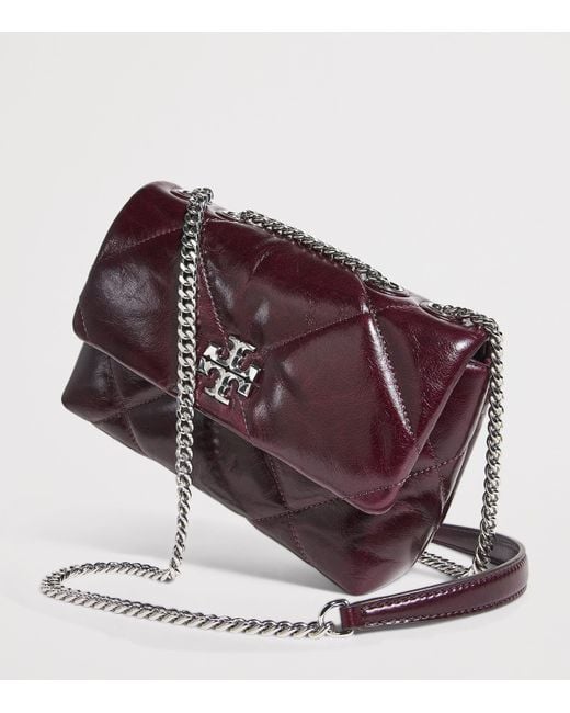 Tory Burch Purple Small Leather Quilted Kira Shoulder Bag