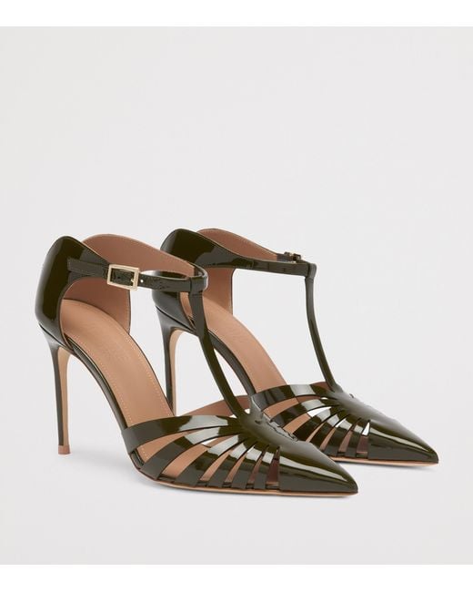 Malone Souliers Metallic Patent Leather Jennifer Heeled Sandals 90