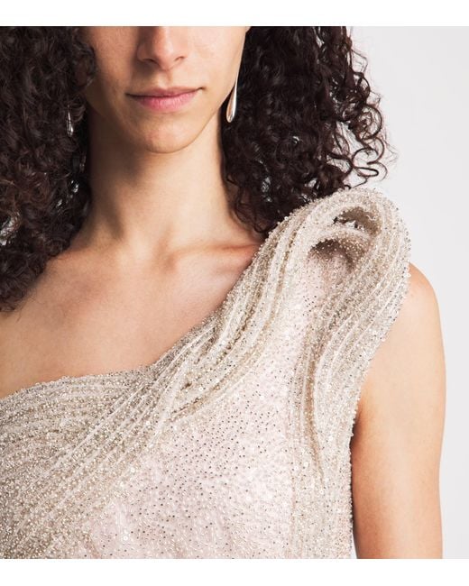 Gaurav Gupta White Draped Lunaris Glisten Gown