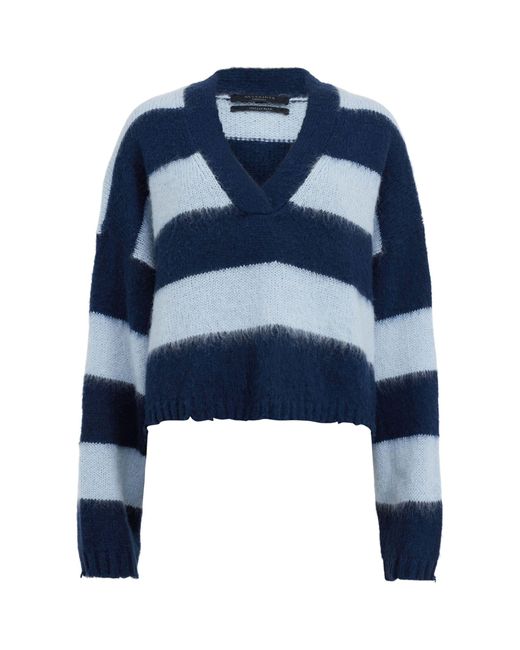 AllSaints Blue Cropped Lou Sweater