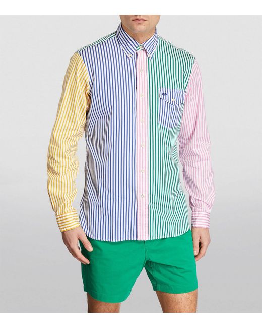 Polo Ralph Lauren Blue Cotton Colour-block Striped Shirt for men