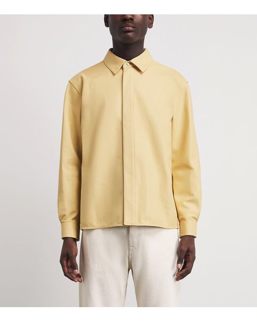 FRAME Natural Leather Zip-Up Overshirt for men