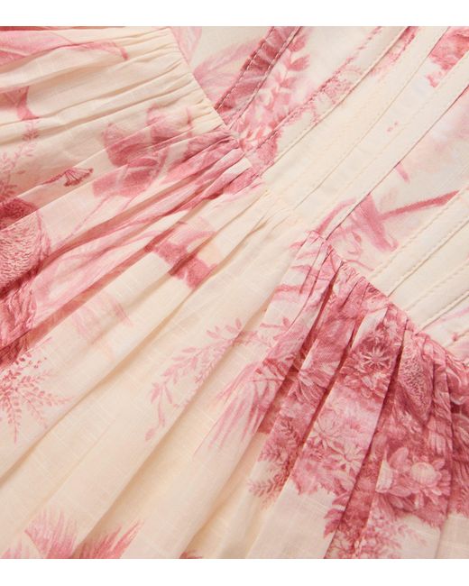 Zimmermann Pink Cotton Printed Waverly Midi Dress