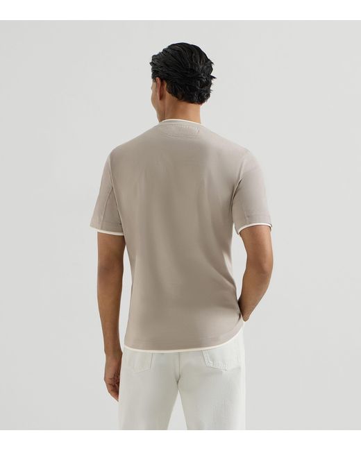 Brunello Cucinelli White Cotton Faux-Layered T-Shirt for men