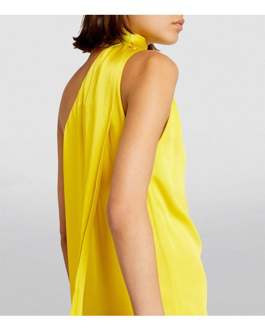Stella McCartney Yellow Exclusive Satin Scarf-detail Gown