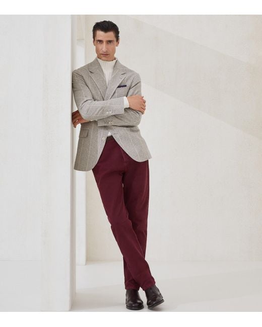 Brunello Cucinelli Red Dyed Denim Trousers for men