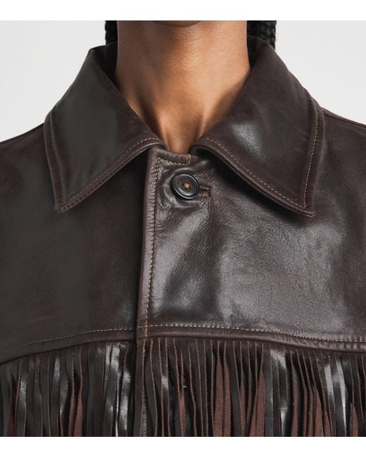 Polo Ralph Lauren Black Fringed Leather Jacket