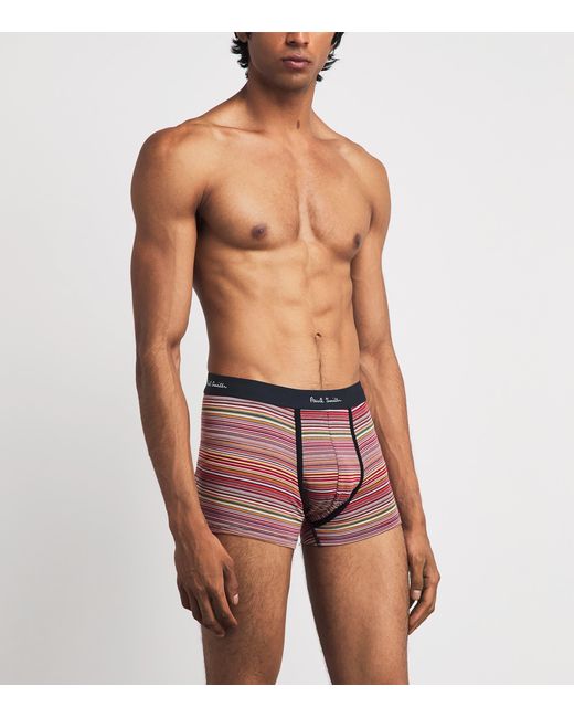 Paul Smith Blue Stretch-Organic Cotton Signature Stripe Trunks for men