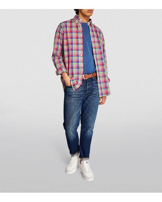 Polo Ralph Lauren Red Poplin Long-sleeve Check Shirt for men