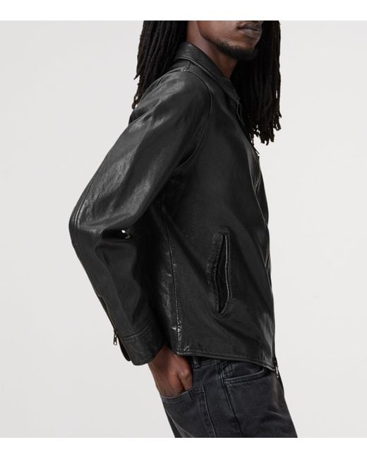 AllSaints Black Leather Miller Jacket for men