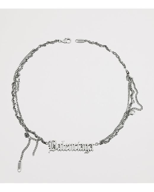 Balenciaga Metallic Typo Destroyed Necklace for men