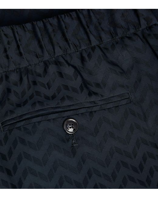 Giorgio Armani Blue Zigzag Jacquard Tailored Trousers for men