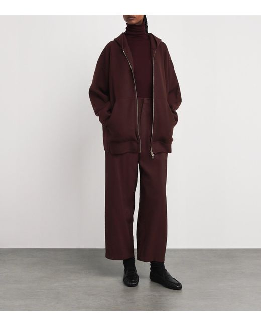 Max Mara Purple Wool-Blend Zip-Up Hoodie