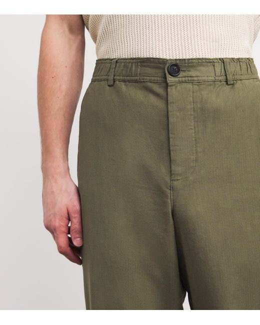Oliver Spencer Green Linen-Blend Drawstring Eastman Trousers for men