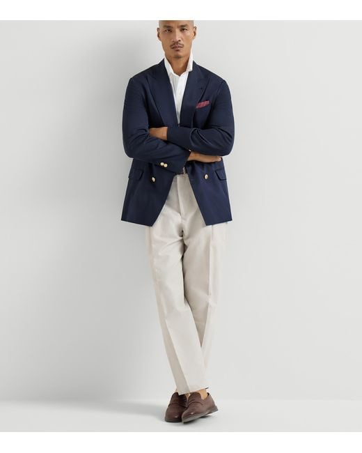 Brunello Cucinelli White Cotton Jersey Polo Shirt for men