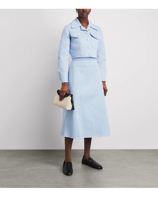 Emilia Wickstead Blue Wilder Denim Midi Skirt