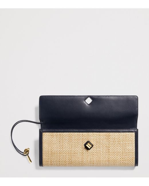 Bottega Veneta Brown Raffia Andiamo Clutch Bag