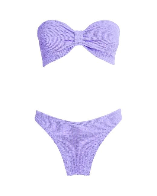 【関税込み】Hunza G パープル Jean ビキニ Hunza G Crinkle Jean Bandeau Bikini Set Lilac JEAN - Free