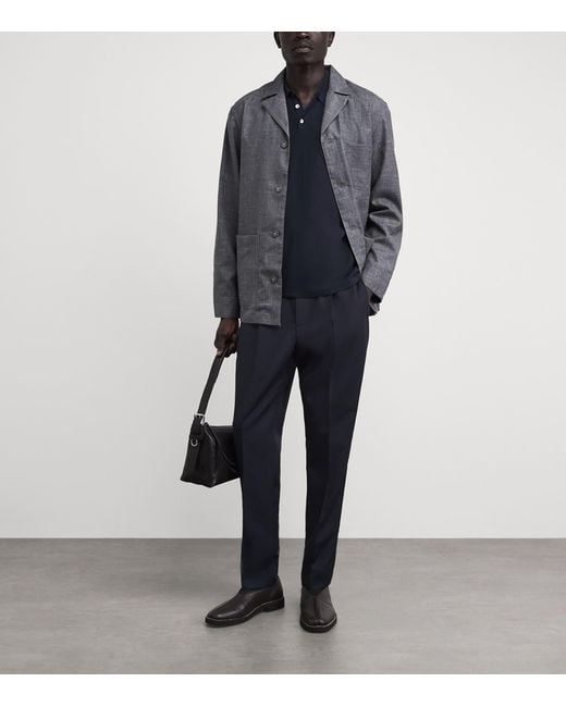 Officine Generale Blue Wool Drew Drawstring Trousers for men