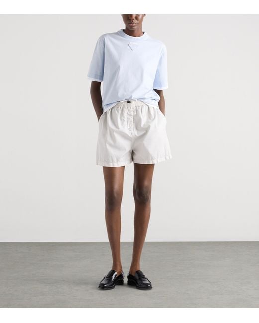 Prada White Cotton Jersey Triangle T-Shirt