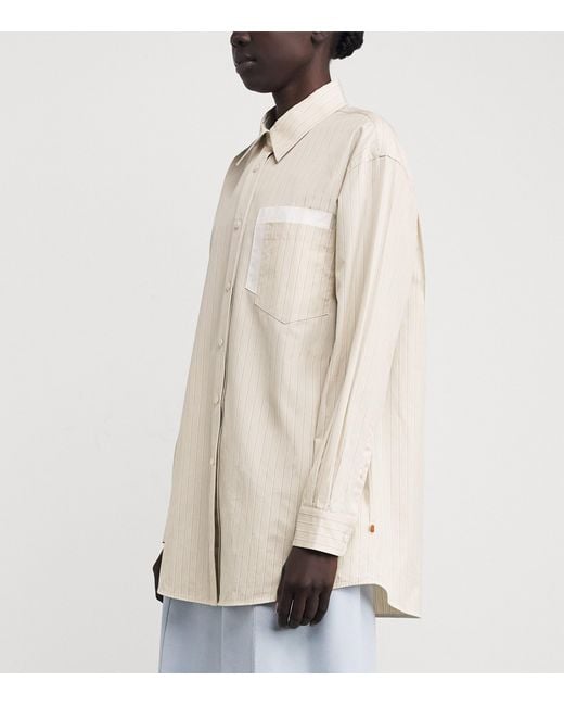 Lafayette 148 New York White Cotton Stripe Shirt