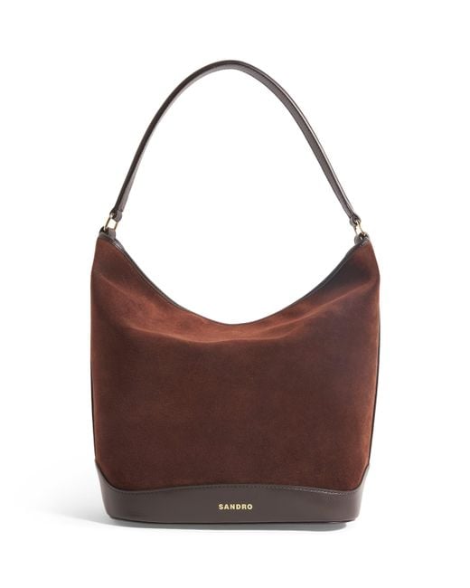 Sandro Brown Suede Tangoso Bucket Bag