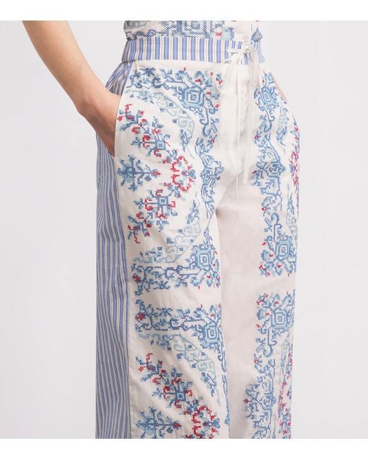 Claudie Pierlot Blue Cotton Embroidered Trousers