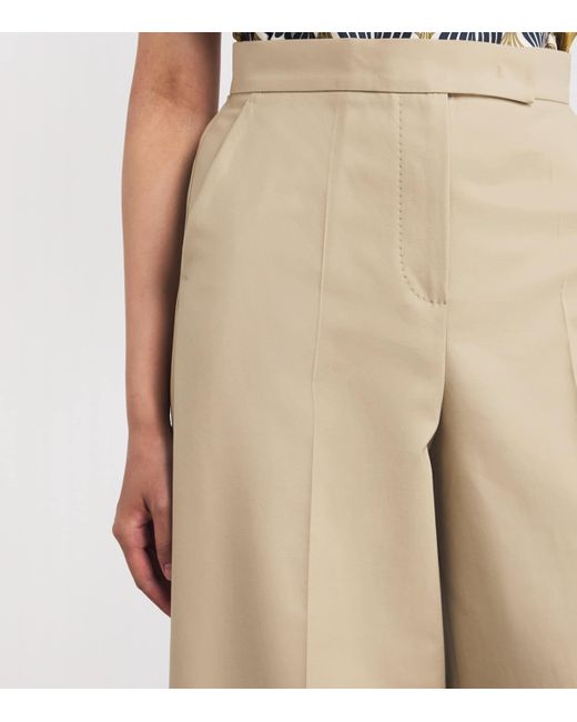 Max Mara Natural Stretch-Cotton Wide-Leg Trousers