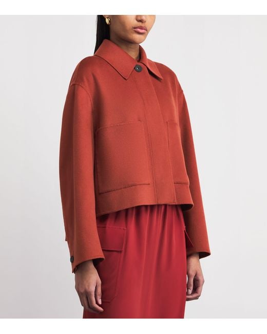 Joseph Red Wool-Silk Cropped Kalaa Jacket