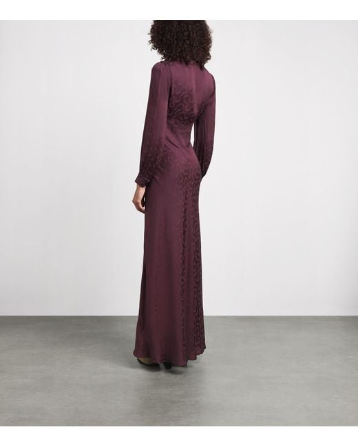 Rixo Purple Jacquard Emory Maxi Dress