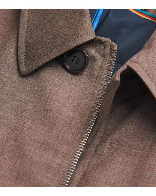 Paul Smith Brown Wool Gilet-Lined Mac Coat for men