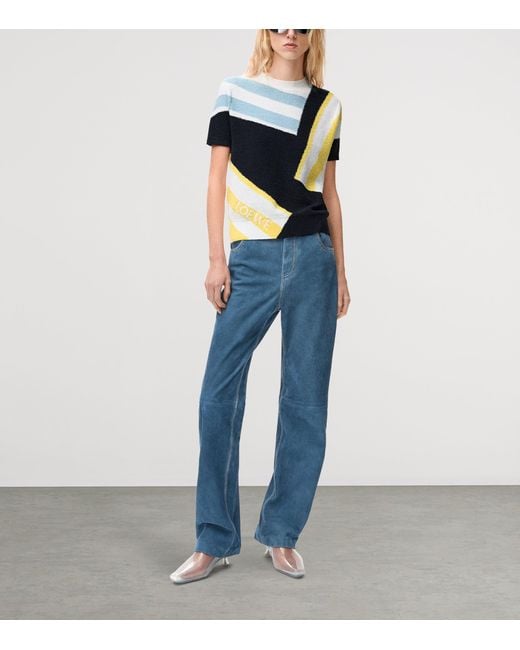 Loewe Blue Geometric Short-Sleeve Sweater