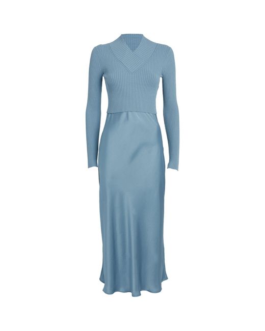 AllSaints Blue 2-in-1 Hana Slip Dress