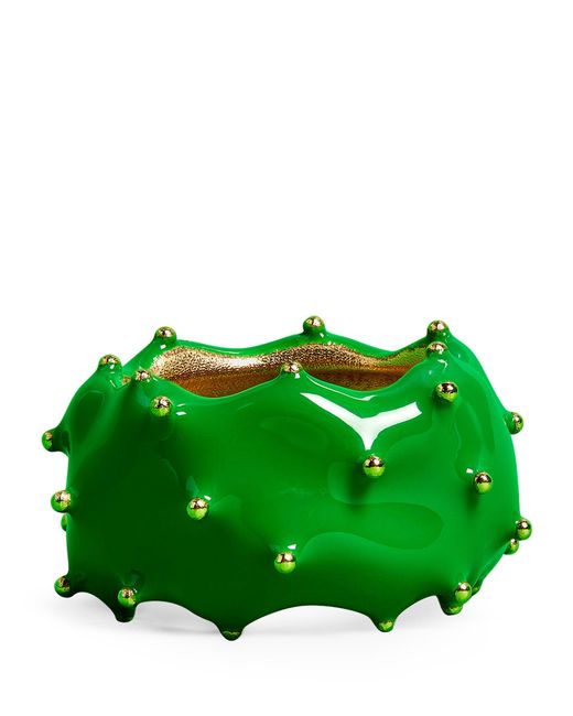 Bottega Veneta Green Gold-plated Cacti Ring