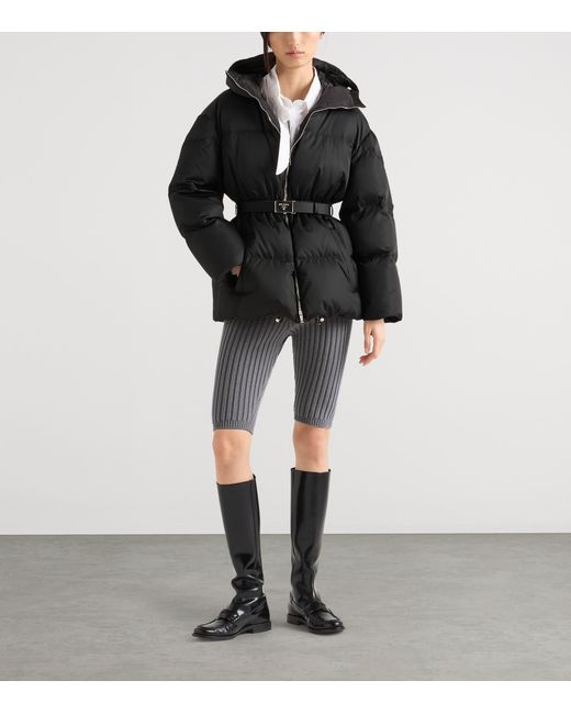 Prada Black Down Re-Nylon Hooded Jacket