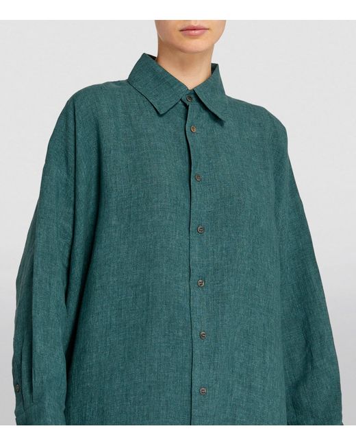 Eskandar Green Linen A-line Shirt